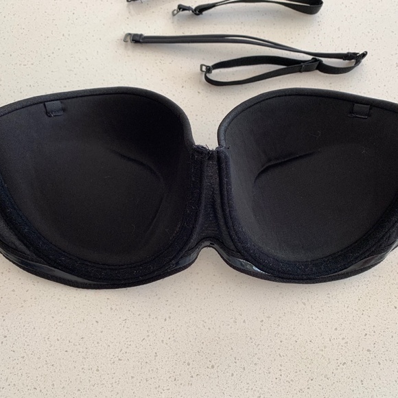 Silk & Satin Black Balconette Strapless Bra 36B - Picture 2 of 4